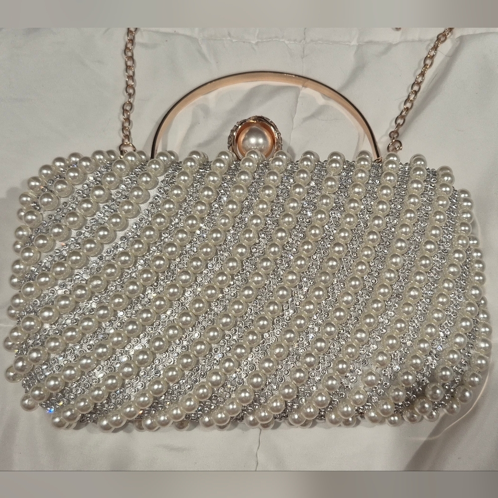 Elegant Pearl and Silver Women's Clutch